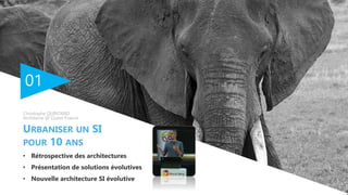 01
• Rétrospective des architectures
• Présentation de solutions évolutives
• Nouvelle architecture SI évolutive
URBANISER UN SI
POUR 10 ANS
Christophe QUINTARD
Architecte @ Ouest-France
 