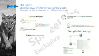 REX LEAN :
CRÉER UN SAAS ET ÊTRE RENTABLE APRÈS 6 MOIS
Exemples de fonctionnement du LEAN sur leur projet
 