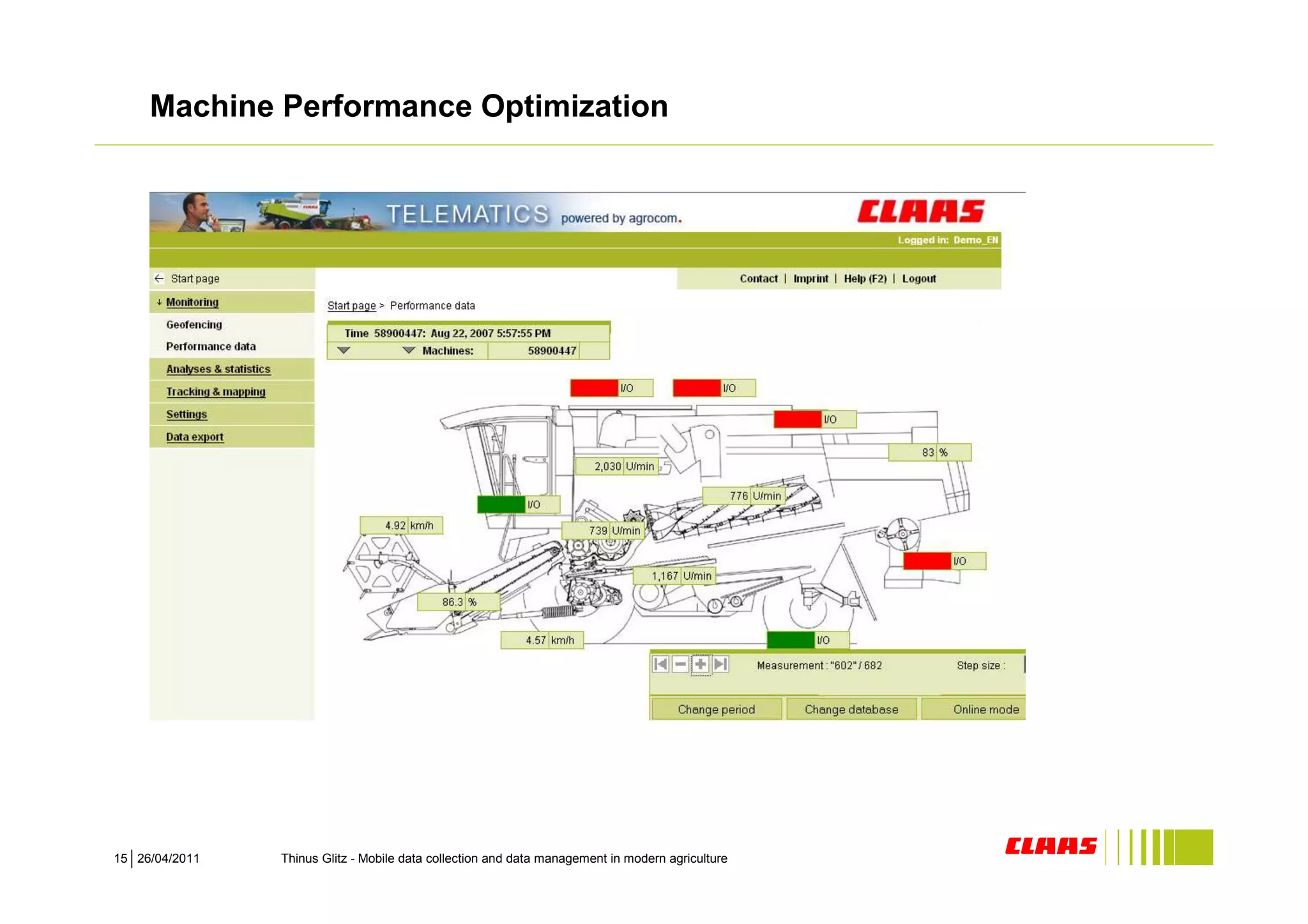 Machine Performance Optimization




15 26/04/2011   Thinus Glitz - Mobile data collection and data management in modern agriculture
 