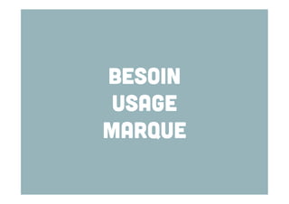 Besoin
Usage
Marque

 