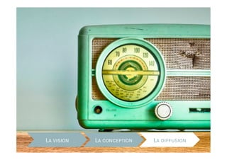 Choisir	
  les	
  canaux	
  

LA VISION

LA CONCEPTION

LA DIFFUSION

 