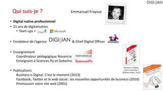 • Digital native professionnel
• 15 ans de digitalisation
• Start-ups +
• Fondateur de l’agence & Chief Digital Officer
• ...