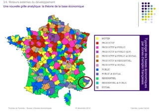 3/4. Moteurs externes du développement
Une nouvelle grille analytique: la théorie de la base économique




                                                                                      Typologie des bases économiques
                                                                                        par zones d’emploi françaises
   Thomas de Pariente – Bureau d’études économiques     16 décembre 2010   Cannes, Lycée Carnot
 