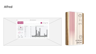 Alfred



                                                  Alfred - Ma consommation




            Avril 2011            Mes appareils                         Électricité consommée aujourd'hui
                            1 2                   3500
           3 4 5 6 7 8 9
         10 11 12 13 14 15 16                     3000
         17 18 19 20 21 22 23
                                                  2500
         24 25 26 27 28 29 30

                                                  2000


                          !
                          7                       1500

                                                  1000

         Jour        Mois                           500

                                                   Wh
         2.34 $          64 $                                         6h             12h                    18h
 