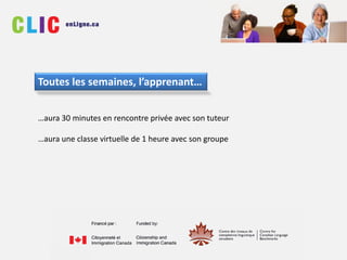 …aura 30 minutes en rencontre privée avec son tuteur
…aura une classe virtuelle de 1 heure avec son groupe
Toutes les semaines, l’apprenant…
 