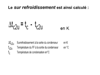 Le sur refroidissement est ainsi calculé :
 