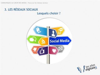 COMMUNIQUEZ AU COEUR DES MEDIAS – Focus sur les réseaux sociaux
3. LES RÉSEAUX SOCIAUX
Lesquels choisir ?
 