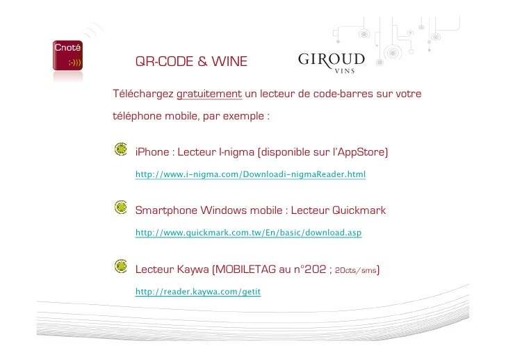 Présentation Cnoté Solution Qr Code Giroud Vins 04 02 10