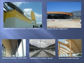 DACTYL BURO - ISSOUDUN PROCTER ET GAMBLE - BLOIS Bâtiment industriel – SAINT GER Bâtiment  industriel GALLAUD - CHATEAUROUX Gymnase d’ARDENTES (36) 