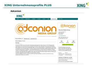 XING Unternehmensprofile PLUSAdconion