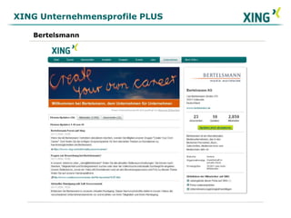 XING Unternehmensprofile PLUSBertelsmann
