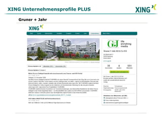XING Unternehmensprofile PLUSGruner + Jahr