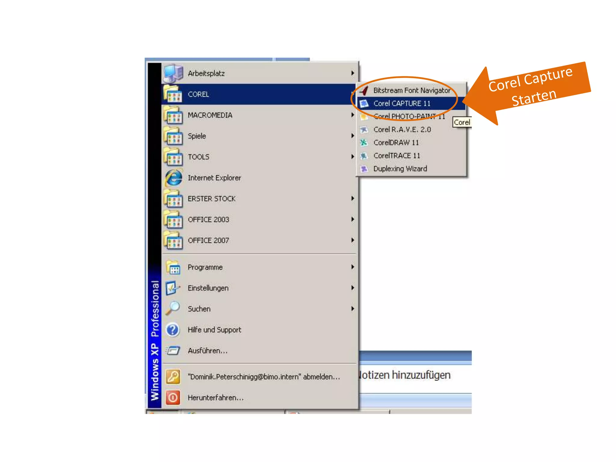 Corel Capture Starten