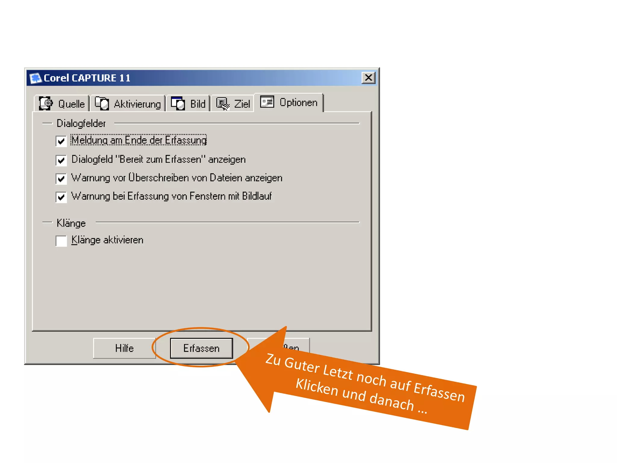 Zu Guter Letzt noch auf Erfassen Klicken und danach …