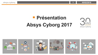 1 05/02/2018
Cliquez et modifiez le titre
 Présentation
Absys Cyborg 2017
 