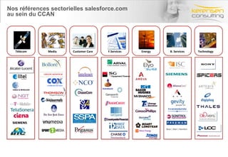 Nos références sectorielles salesforce.com  au sein du CCAN Télécom Media Customer Care F.Services Energy B. Services Technology 