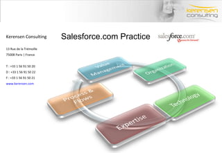 Kerensen Consulting 13 Rue de la Trémoille 75008 Paris | France T : +33 1 56 91 50 20 D : +33 1 56 91 50 22 F : +33 1 56 91 50 21  www.kerensen.com Salesforce.com Practice 