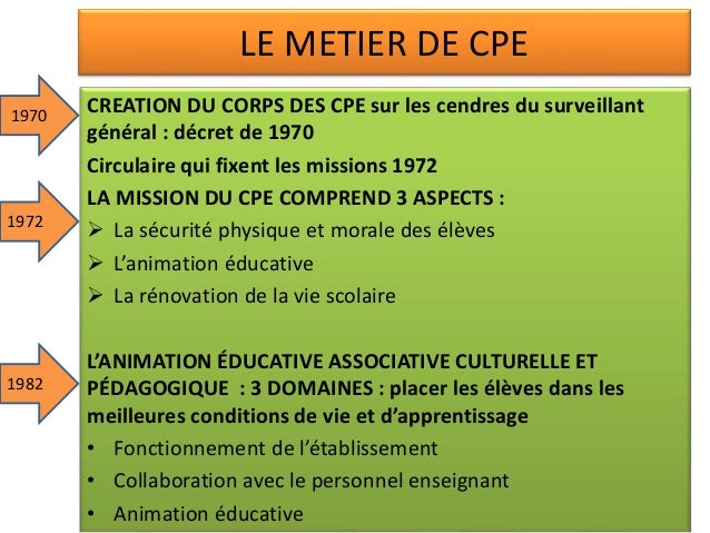 Le métier de CPE