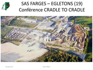 SAS FARGES – EGLETONS (19)Conférence CRADLE TO CRADLE 06/10/2011 SAS FARGES 