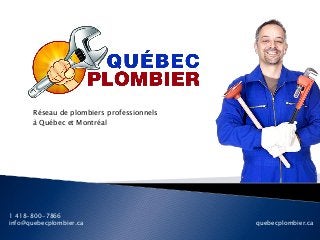 Réseau de plombiers professionnels
à Québec et Montréal
1 418-800-7866
info@quebecplombier.ca quebecplombier.ca
 