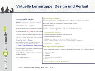 Virtuelle Lerngruppe: Design und Verlauf 