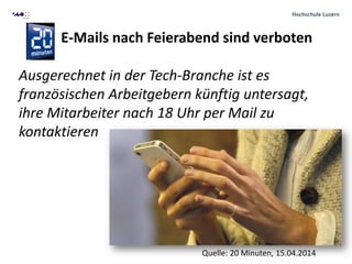 Ausgerechnet in der Tech-Branche ist es
französischen Arbeitgebern künftig untersagt,
ihre Mitarbeiter nach 18 Uhr per Mai...