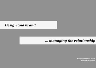 Design and brand
… managing the relationship
Marie catherine Mars
Nicolas Minvielle
 