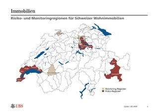 Immobilien
Risiko- und Monitoringregionen für Schweizer Wohnimmobilien




                                                          Quellen: UBS WMR   9
 