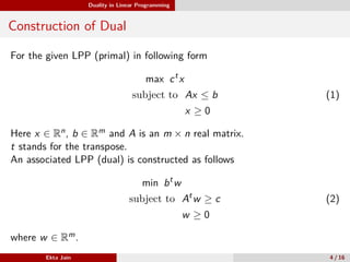 presentation on Duality theory in operations research | PPT