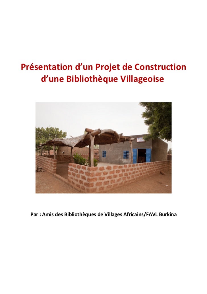Présentation d'un project de construction d'une bibliothèque villageo…