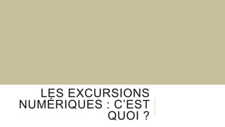 LES EXCURSIONS
NUMÉRIQUES : C’EST
QUOI ?
 