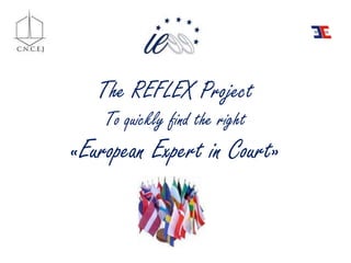 The REFLEX ProjectTo quickly find the right «European Expert in Court» 