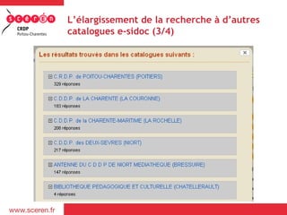L’élargissement de la recherche à d’autres
catalogues e-sidoc (3/4)
 