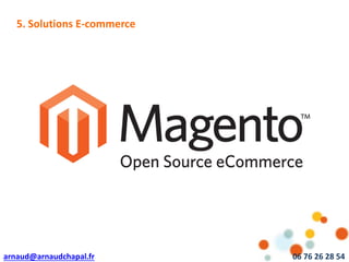 arnaud@arnaudchapal.fr 06 76 26 28 54
NOTRE VISION & VALEUR AJOUTÉE5. Solutions E-commerce
 