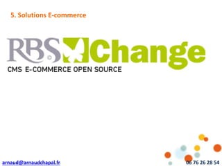 arnaud@arnaudchapal.fr 06 76 26 28 54
NOTRE VISION & VALEUR AJOUTÉE5. Solutions E-commerce
 