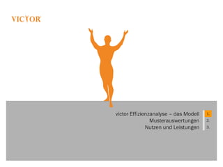 victor Effizienzanalyse – das Modell 1.
Musterauswertungen 2.
Nutzen und Leistungen 3.
 