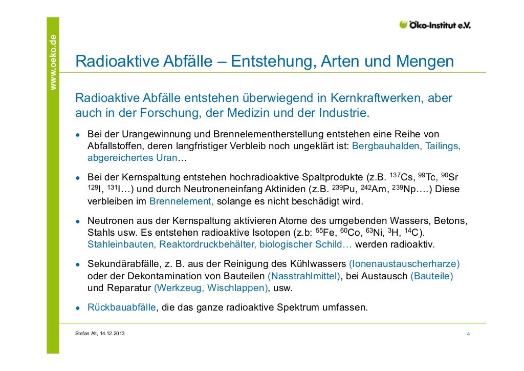 Zwischen und Endlagerung radioaktiver Abfälle