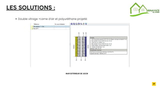2032
Double vitrage +Lame d’air et polyuréthane projeté:
29
LES SOLUTIONS :
MUR EXTERIEUR DE 30CM
 