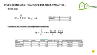2032
ETUDE ÉCONOMICO-FINANCIÈRE DES TROIS VARIANTES :
Tableaux des résultats pour épaisseur financier:
Degré jour :
37
 
