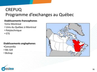 CREPUQ Programme d’exchanges au QuébecEtablissements francophonesUnivMontreal