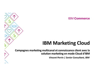IBM Marketing Cloud
Campagnes marketing multicanal et connaissance client avec la
solution marketing en mode Cloud d'IBM
Vincent Perrin | Senior Consultant, IBM
 