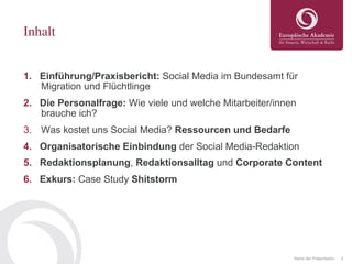 Amt 2.0 - Social Media in Behörden - Personal, Prozesse, Redaktionsalltag