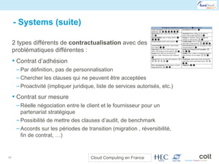 - Systems (suite) <ul><li>2 types différents de  contractualisation  avec des problématiques différentes : </li></ul><ul><...