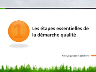 Les étapes essentielles de
la démarche qualité


             Créer, organiser et collaborer
 
