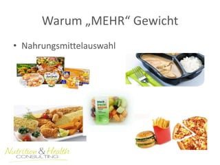 Warum „MEHR“ Gewicht 
• Nahrungsmittelauswahl 
 