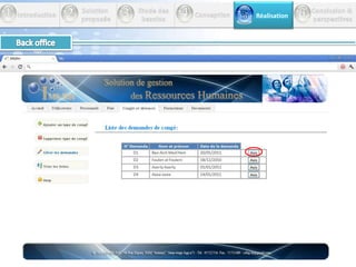           Réalisation43612 Introduction         Etude des          besoins         Conception       Conclusion &perspectives        Solution         proposéeBack office 5