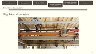 29 
Introduction Contexte général Etude AMDEC 
Méthode de résolution 
de problèmes 
Politique de maintenance 
& Estimation du gain 
Conclusion 
Présentation des solutions 
Régulateur de pression 
 