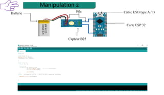 Fils
Capteur B25
Carte ESP 32
Batterie Câble USB type A / B
Manipulation 2
 
