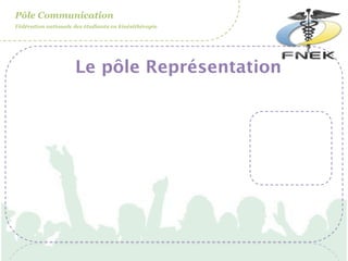 Pôle Communication
Fédération nationale des étudiants en kinésithérapie




                      Le pôle Représentation




        29 Mai 2010 - Fédération Nationale des Etudiants en kinésithérapie – Forum SFP
 