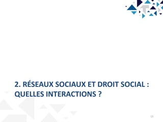 2. RÉSEAUX SOCIAUX ET DROIT SOCIAL :
QUELLES INTERACTIONS ?
13
 